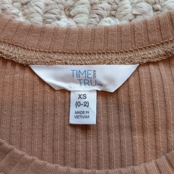 Pumpkin Spice Ribbed Long Sleeve Crewneck Top Relaxed Minimalist Slouchy Active - Picture 12 of 14